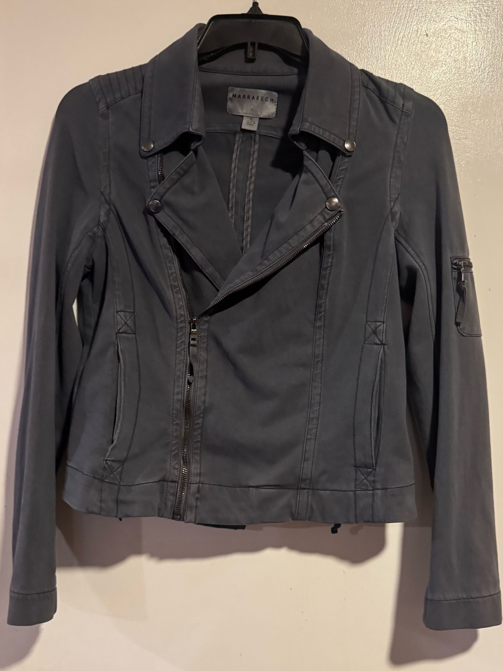 Marrakech Gray Stretch Cotton Moto Jacket Size M Asymmetrical Zip